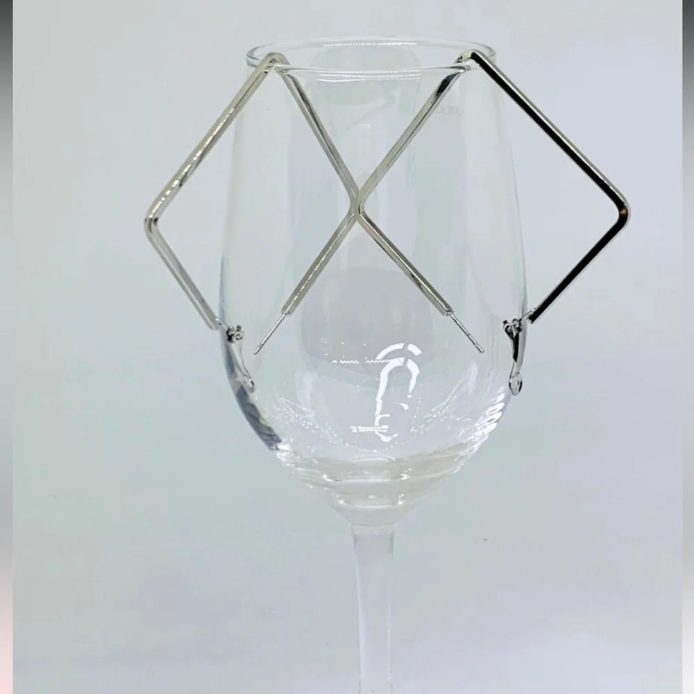 Silver Square Metallic Hoop Earrings - Picture 3 of 8